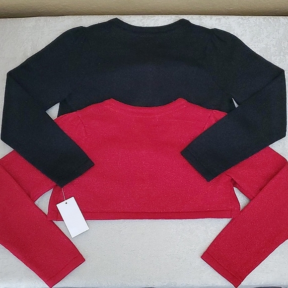 🆕️ WONDERKIDS 2-PIECE Black & Red Holiday Shimmer Bolero Cardigan SIZE: 4T - Picture 9 of 9